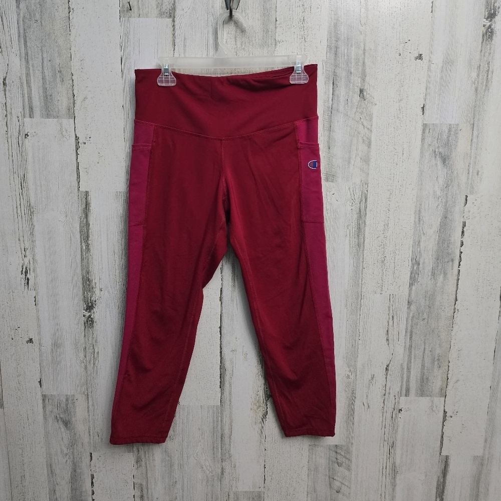 Champion Vibrant Red And Pink Leggings Womens Size Large